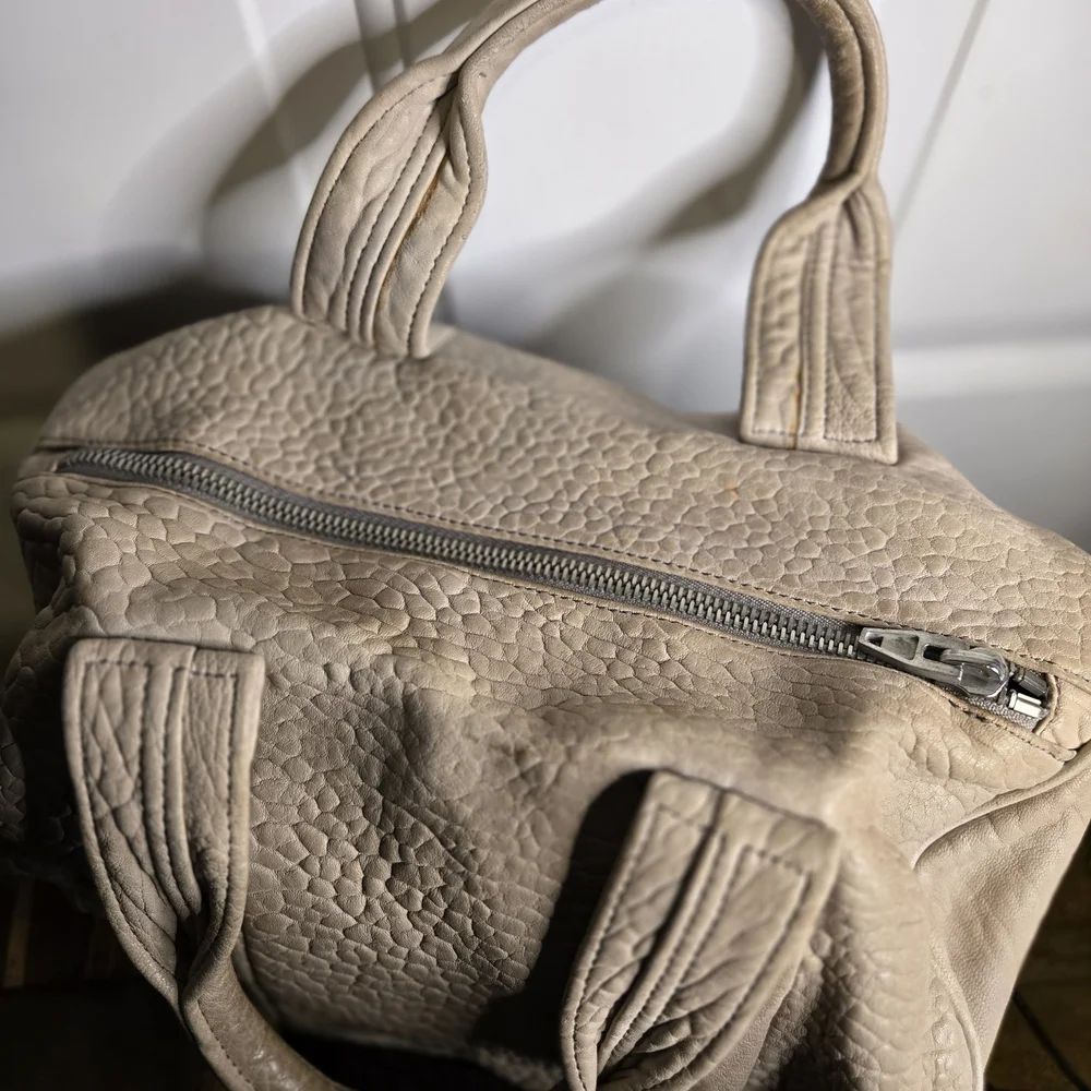 ALEXANDER WANG Pebbled Lambskin Rocco in Latte with Rose Silver Hardware